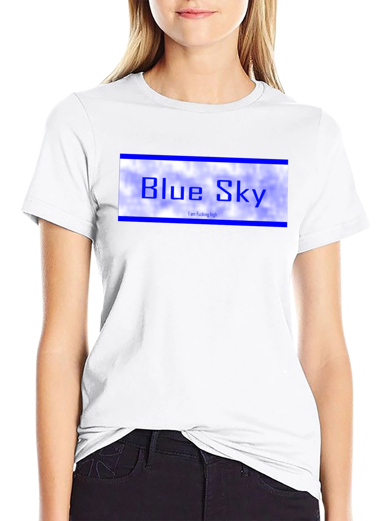 Blue Sky Graphic Tee - Black Cotton T-Shirt