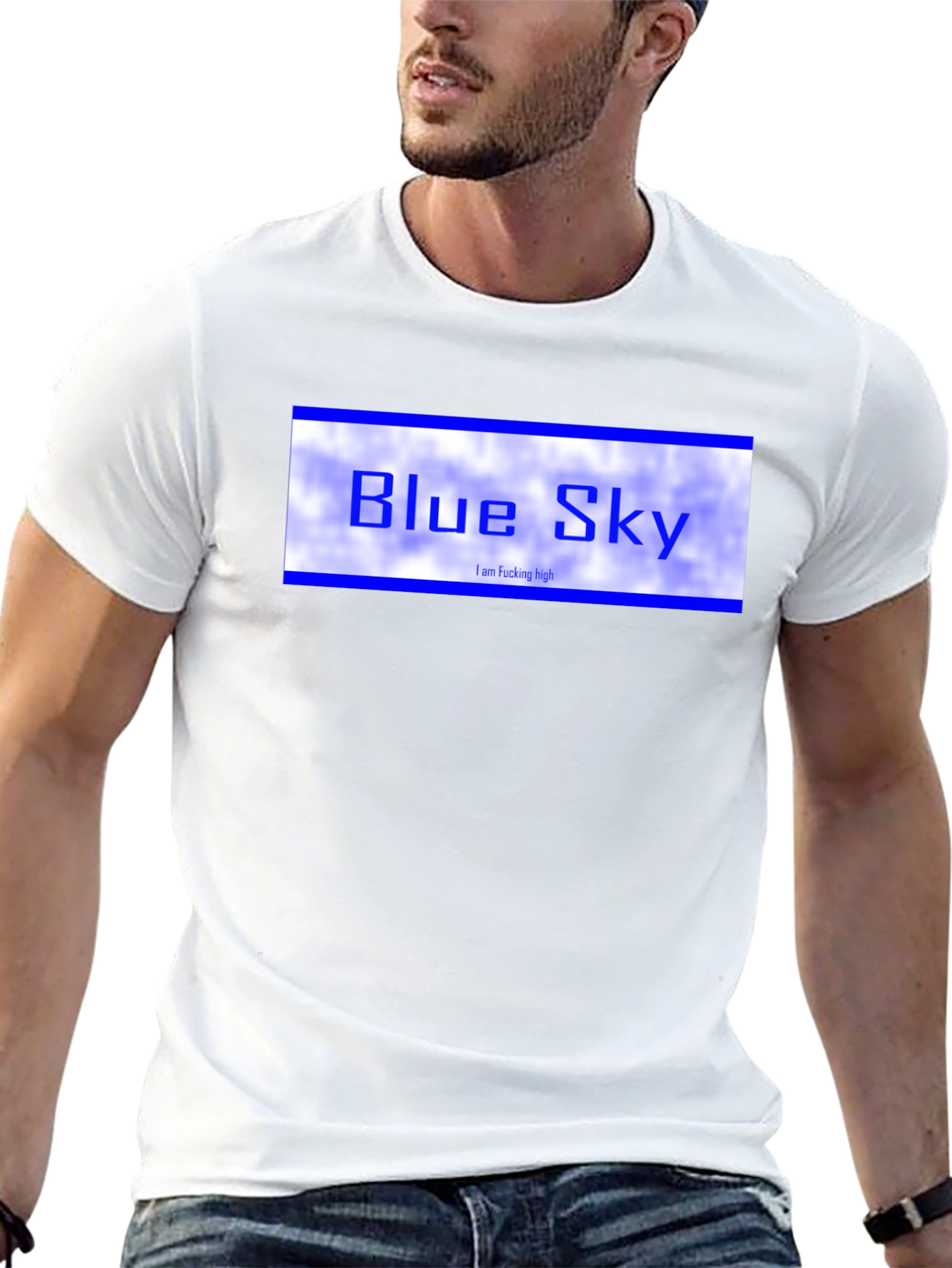 Blue Sky Graphic Tee - Black Cotton T-Shirt