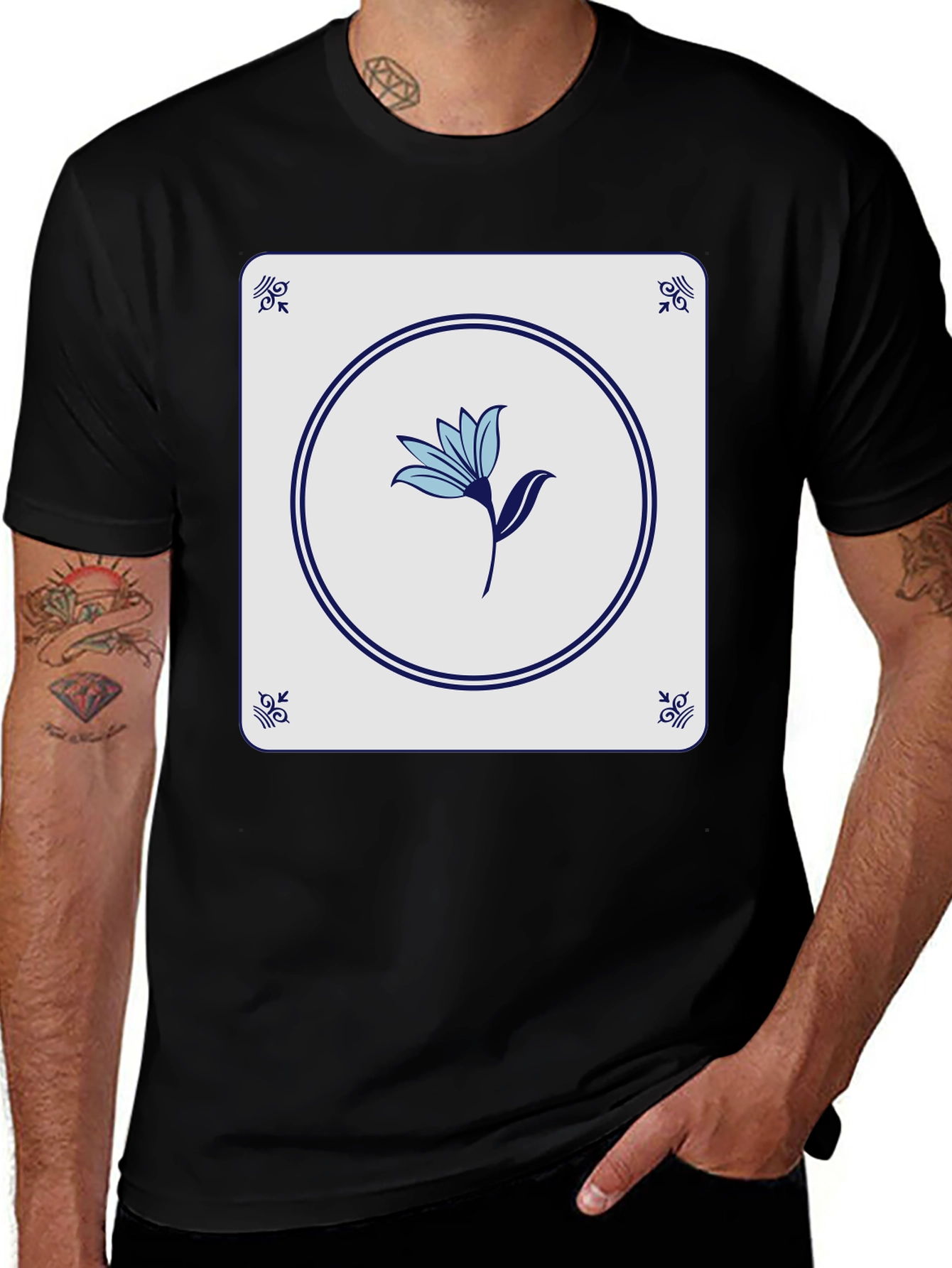 Floral Tile Graphic Tee - Stylish Casual Wear