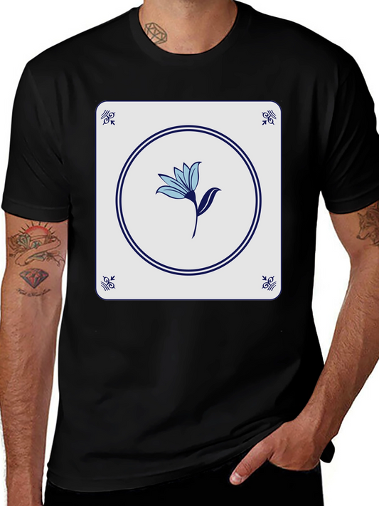 Floral Tile Graphic Tee - Stylish Casual Wear