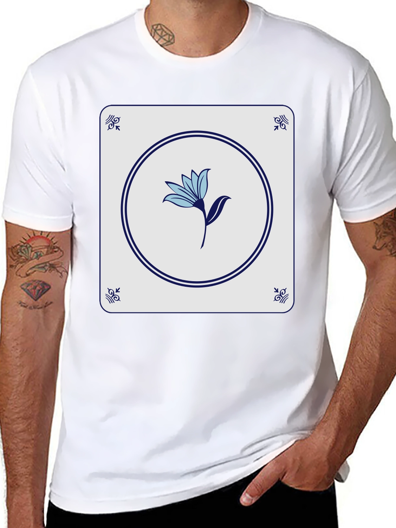 Floral Tile Graphic Tee - Stylish Casual Wear