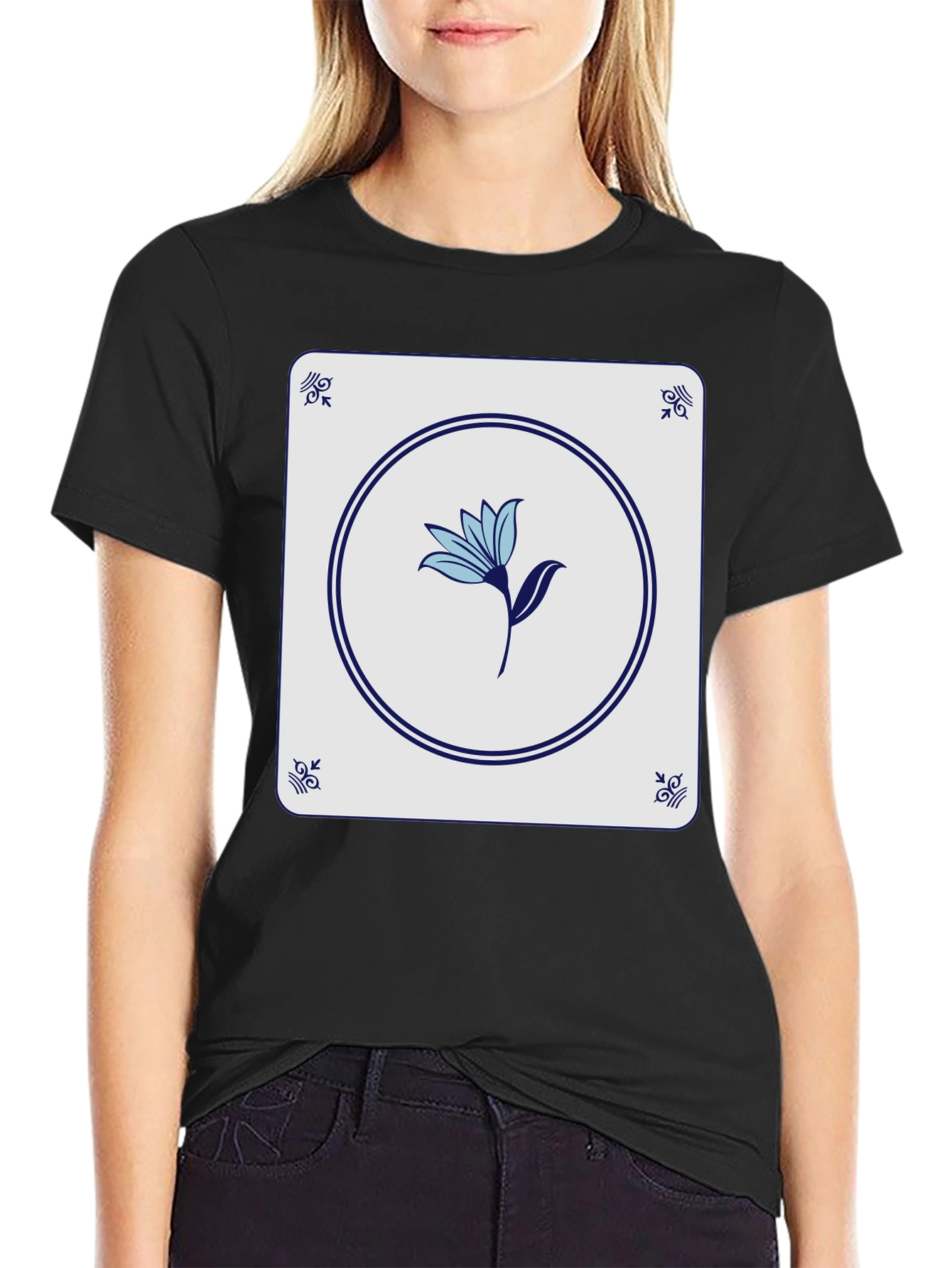 Floral Tile Graphic Tee - Stylish Casual Wear