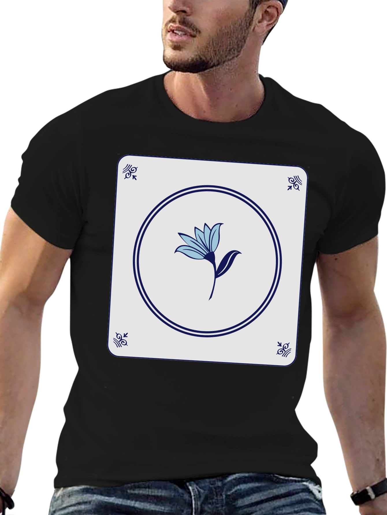 Floral Tile Graphic Tee - Stylish Casual Wear