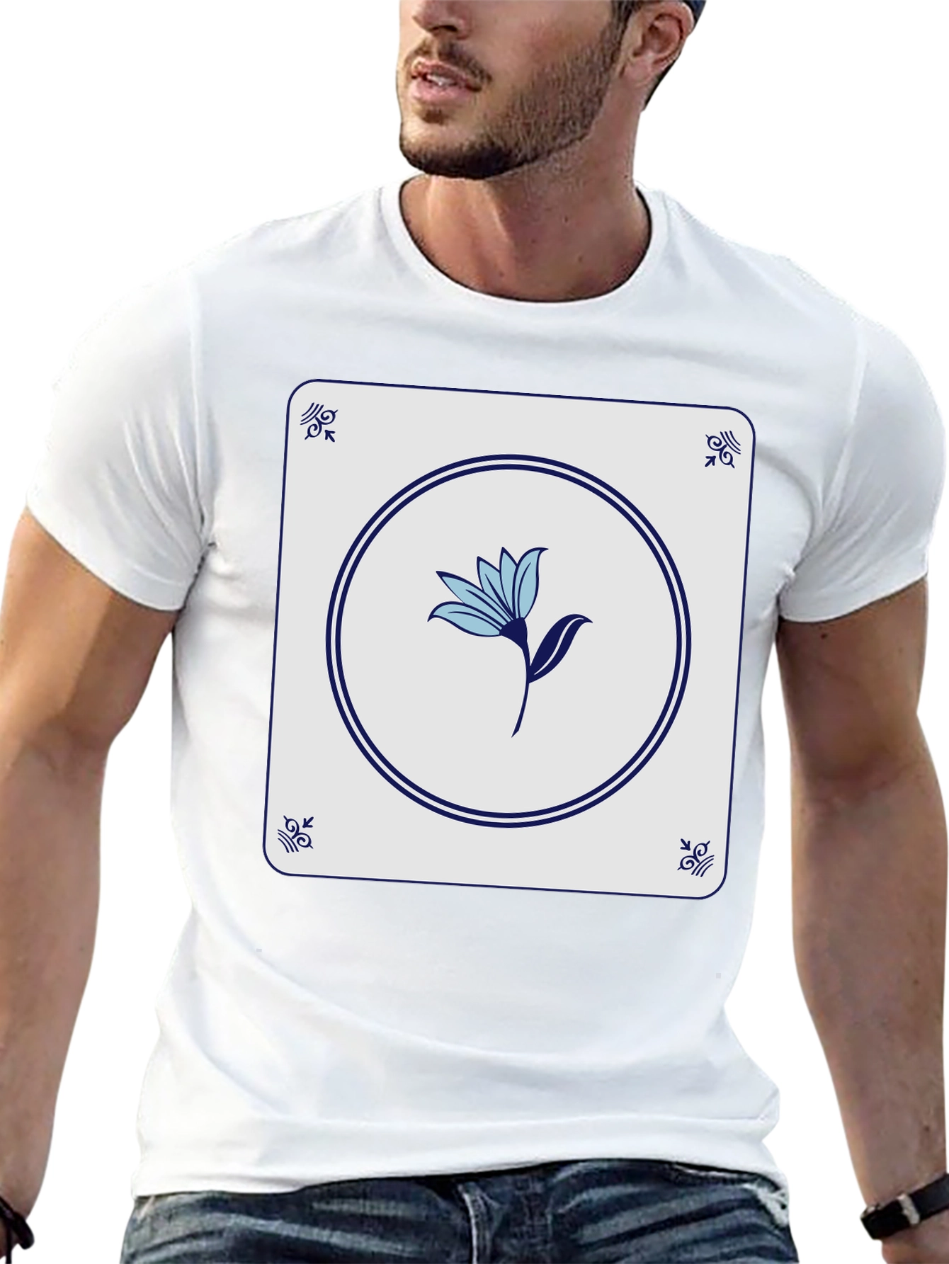 Floral Tile Graphic Tee - Stylish Casual Wear