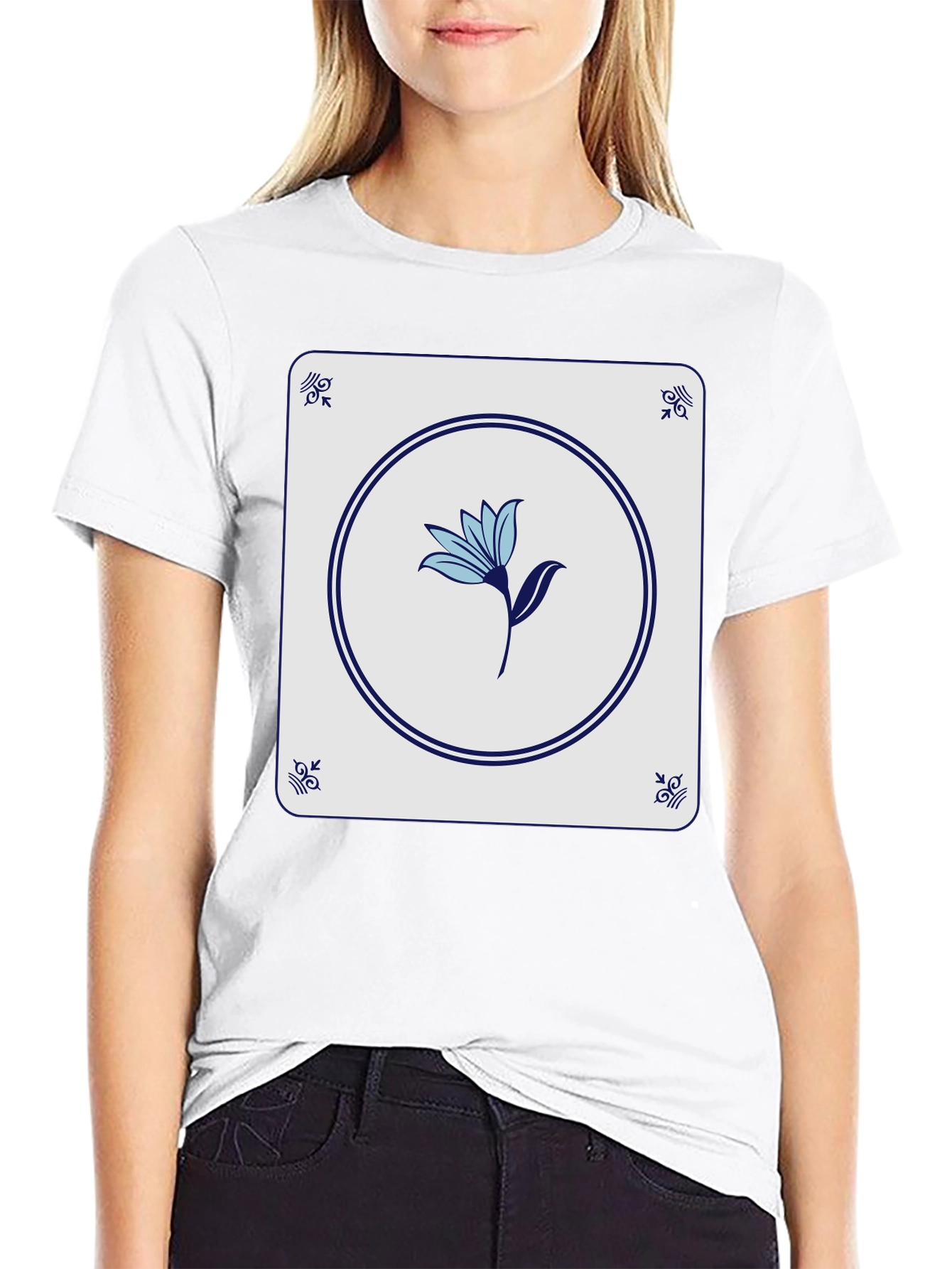 Floral Tile Graphic Tee - Stylish Casual Wear