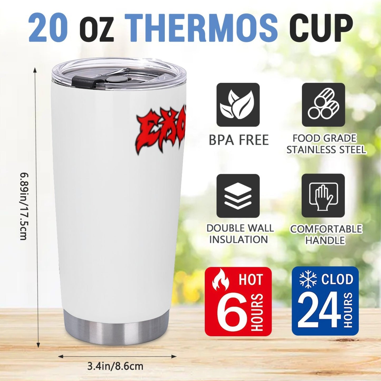 Insulated Stainless Steel Picnic Tumbler - Stylish Graphic Design Cup