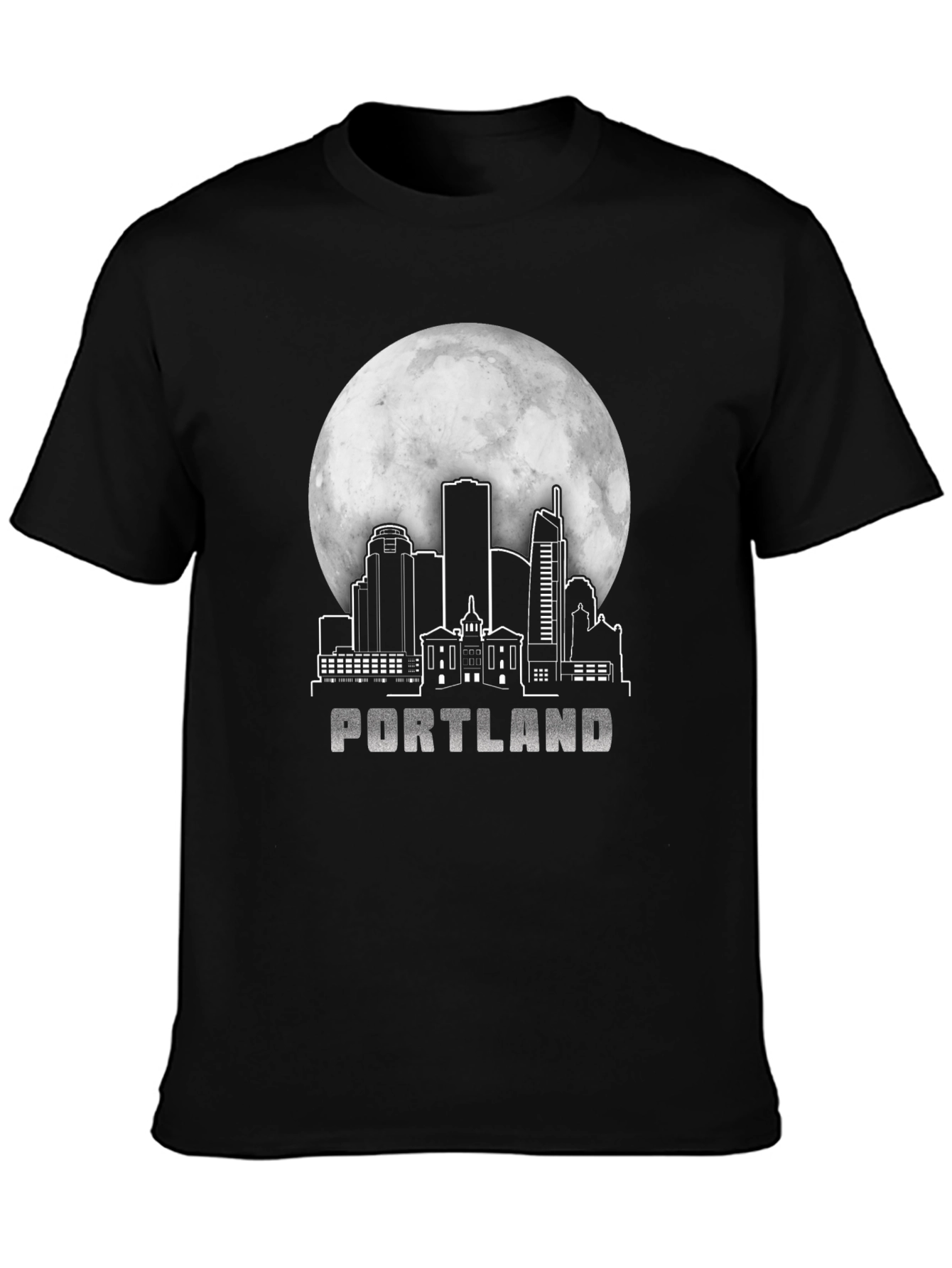 Portland Skyline Moon Graphic T-Shirt
