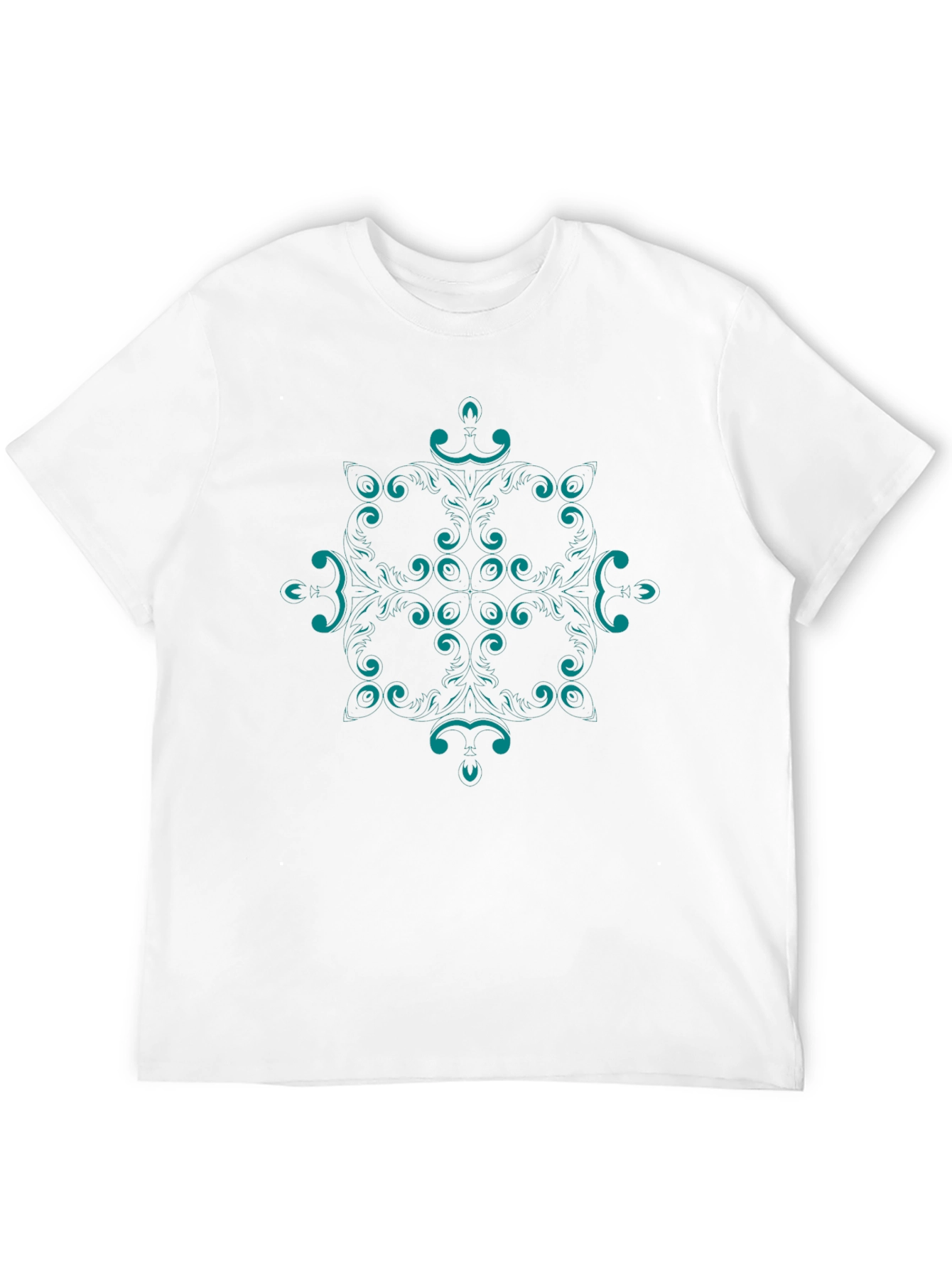Abstract Teal Pattern Black T-Shirt