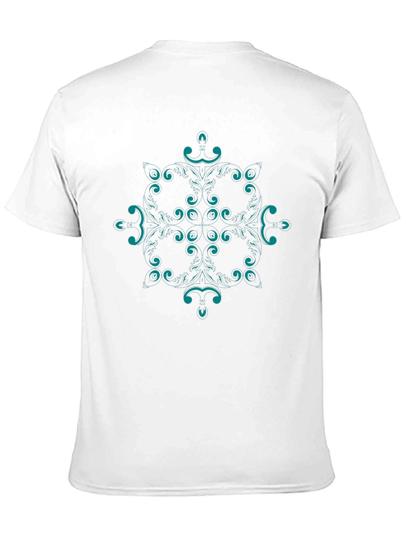 Abstract Teal Pattern Black T-Shirt