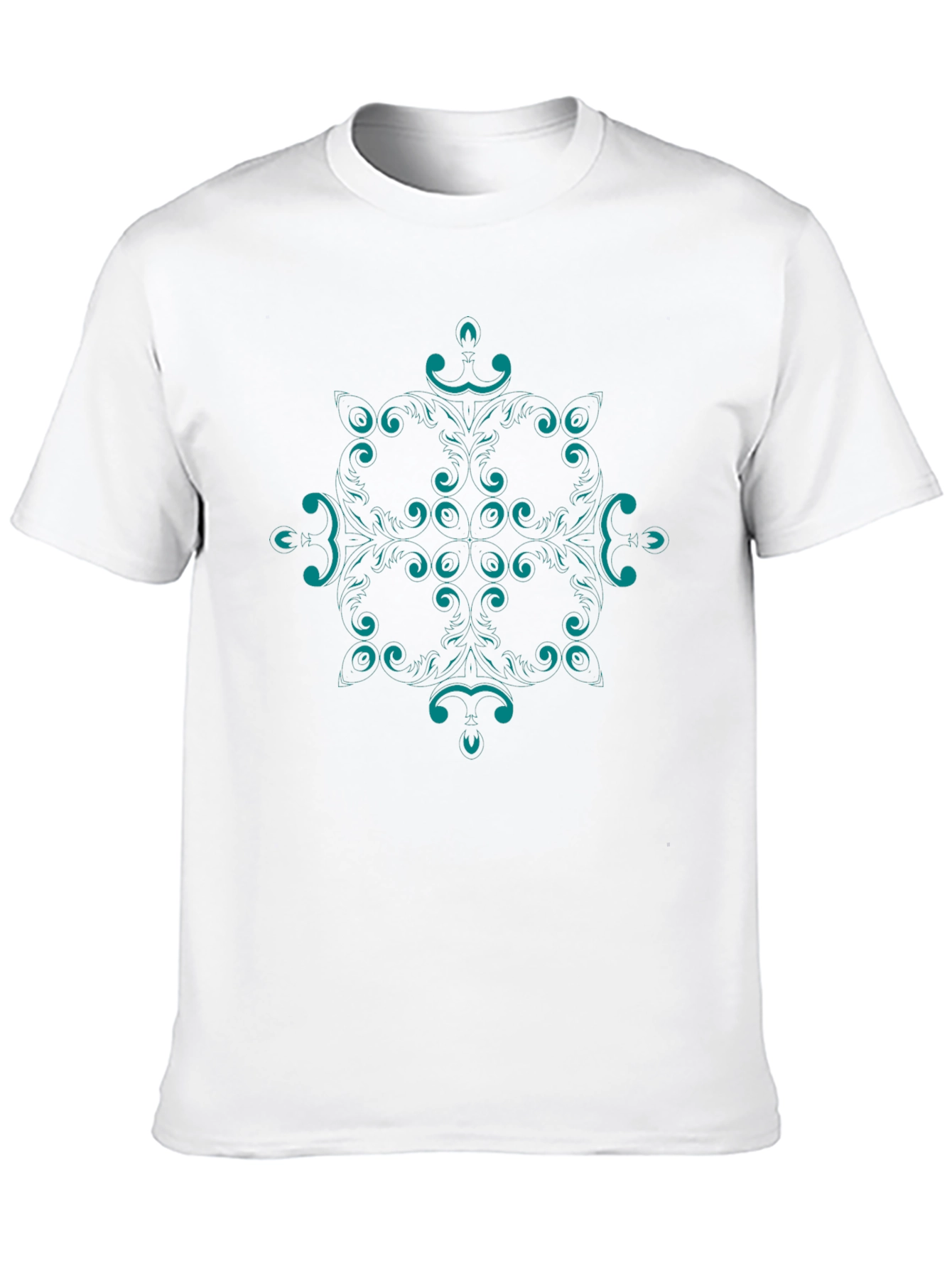 Abstract Teal Pattern Black T-Shirt