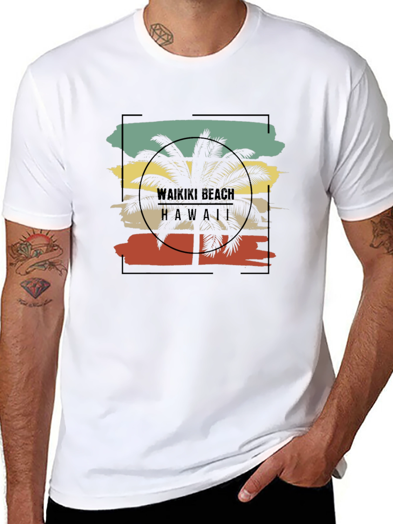 Waikiki Beach Palm Tree Graphic Tee