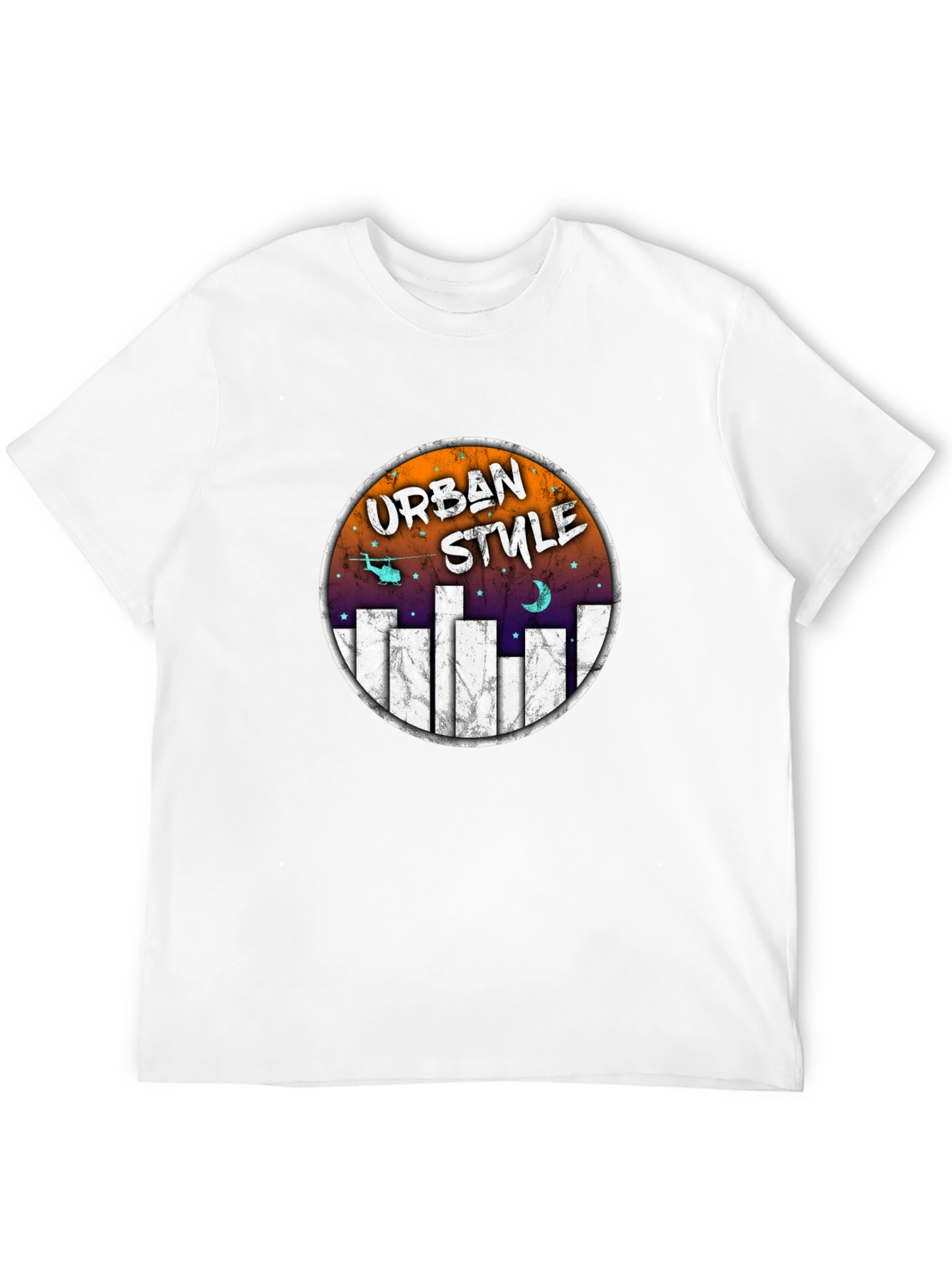 Urban Style Graphic Tee - Black Crew Neck