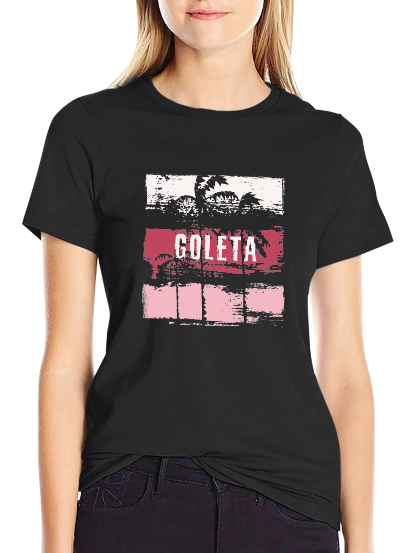 Goleta Palm Tree Graphic T-Shirt - Black