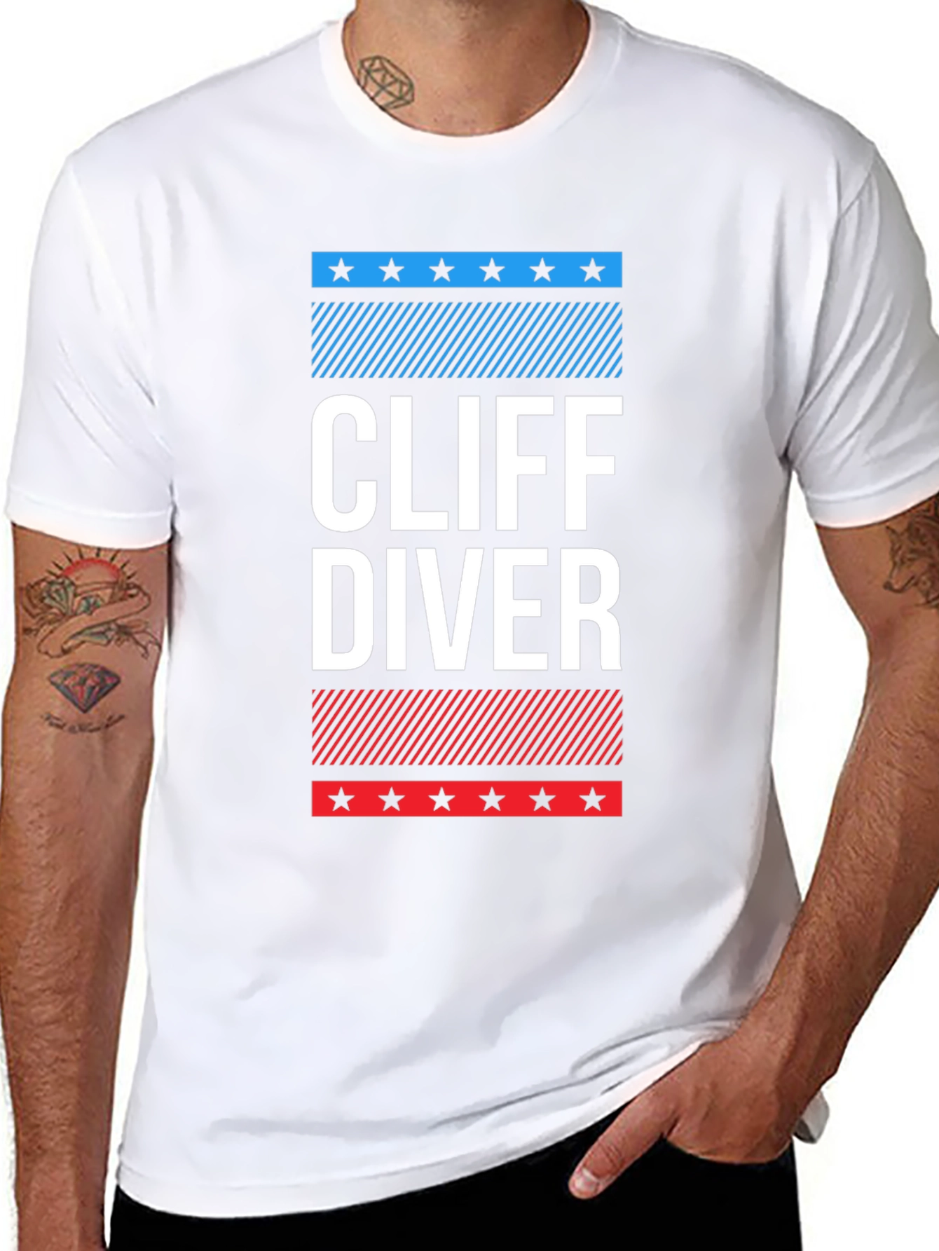 Cliff Diver Graphic Tee - Patriotic Design