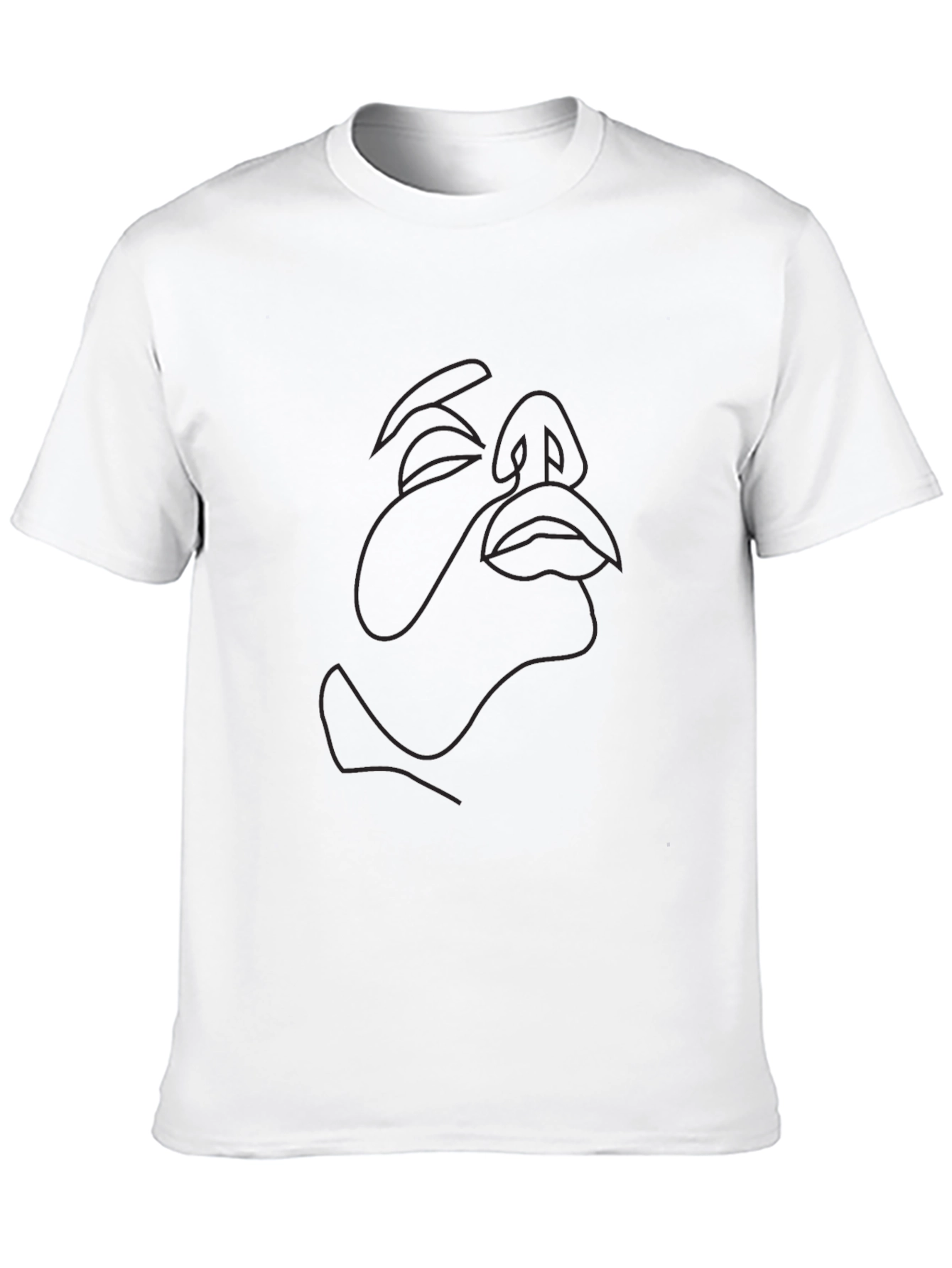 Abstract Face Line Art Black Tee