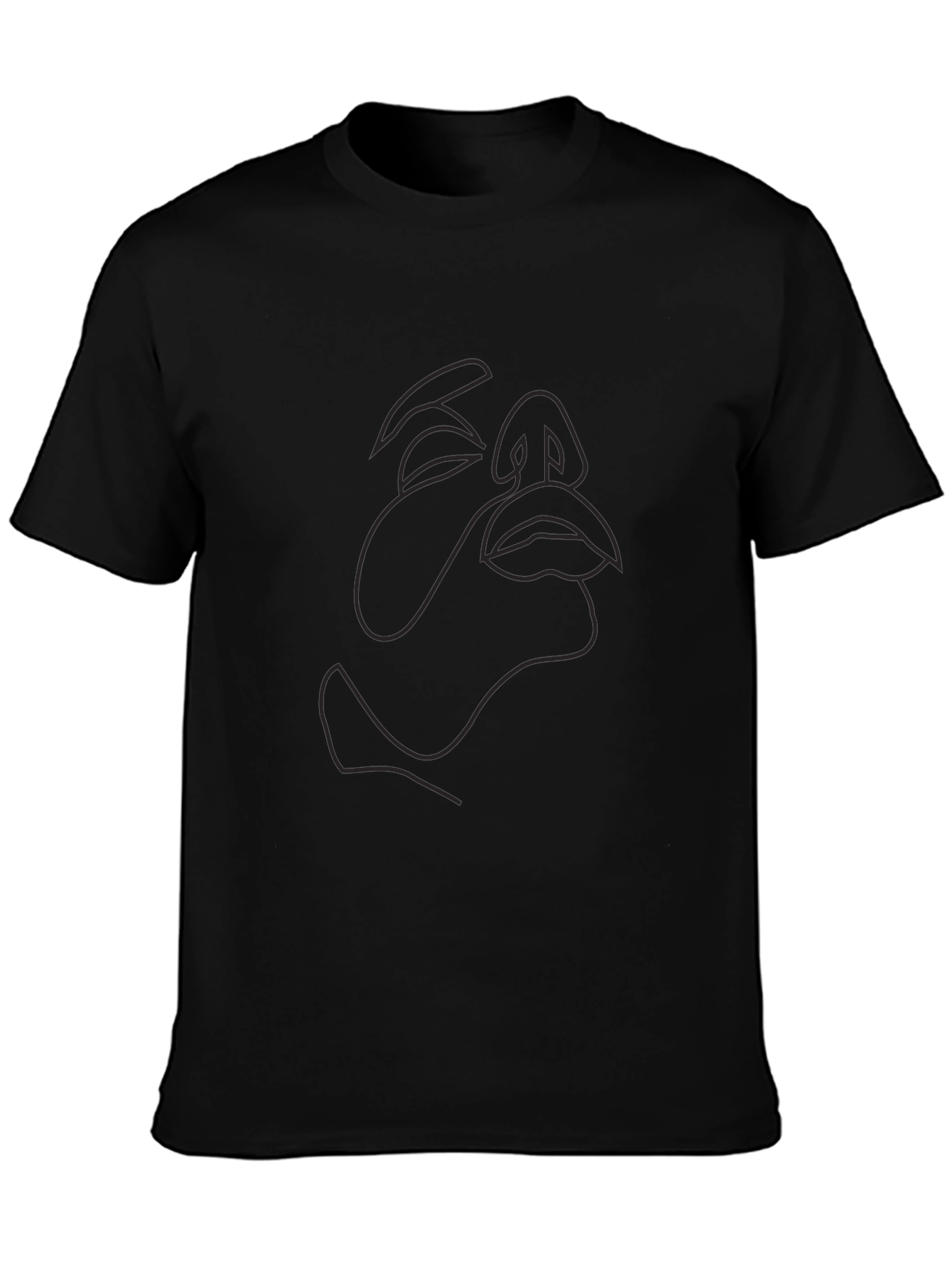 Abstract Face Line Art Black Tee