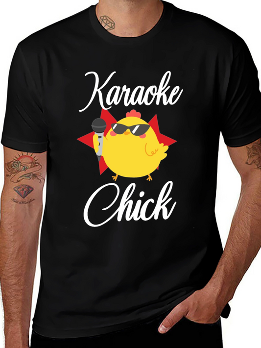 Karaoke Chick Graphic T-Shirt - Novelty Tee for Music Lovers