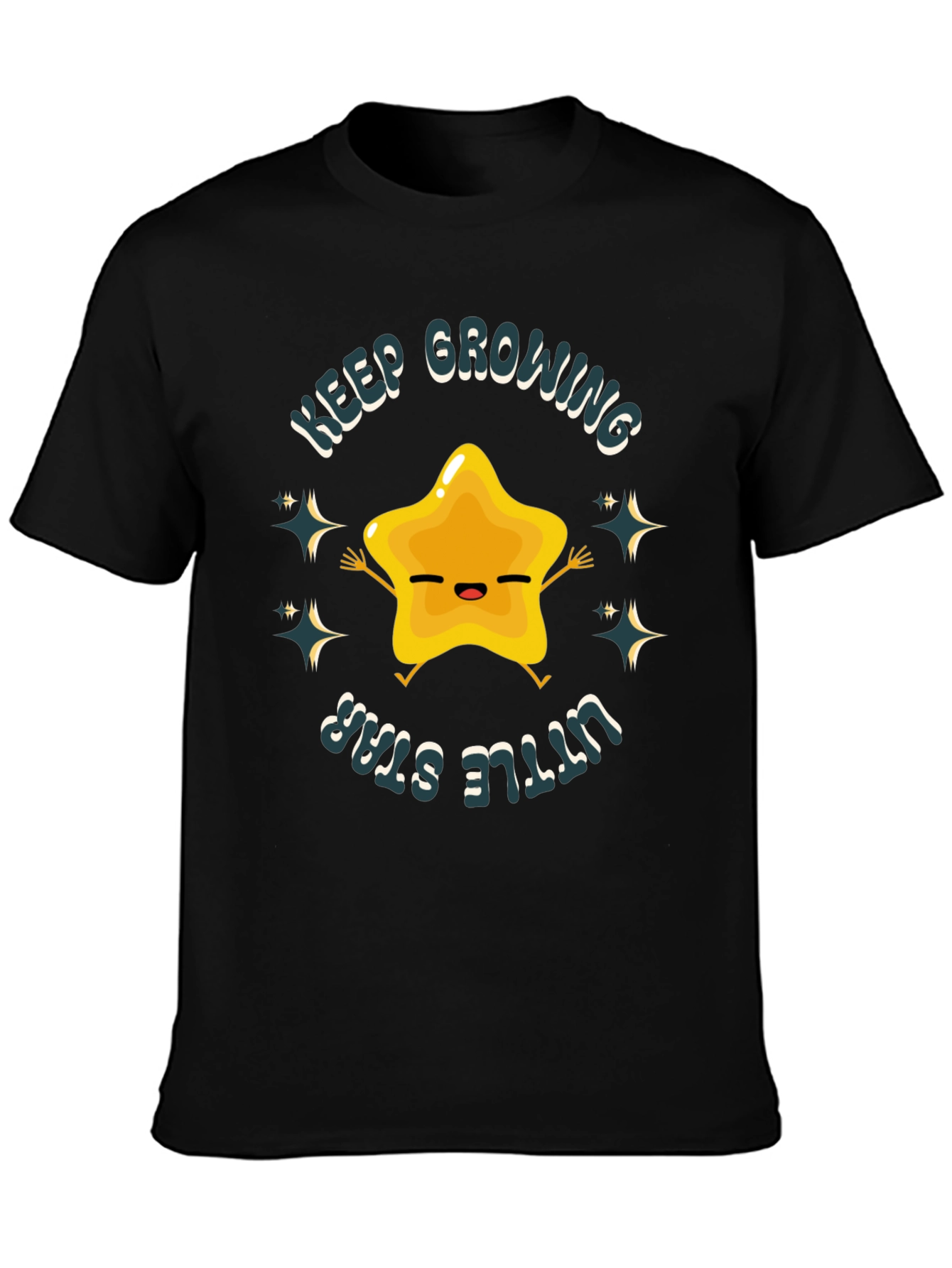 Keep Growing Little Star Black T-Shirt