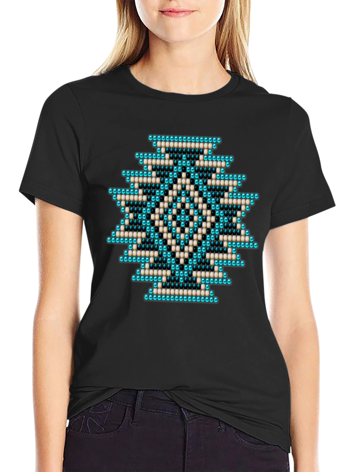 Geometric Beaded Pattern T-Shirt