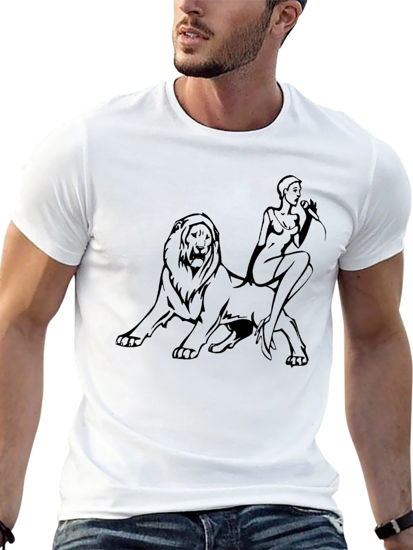 Lion Rider Graphic Tee - Stylish Black Cotton T-Shirt