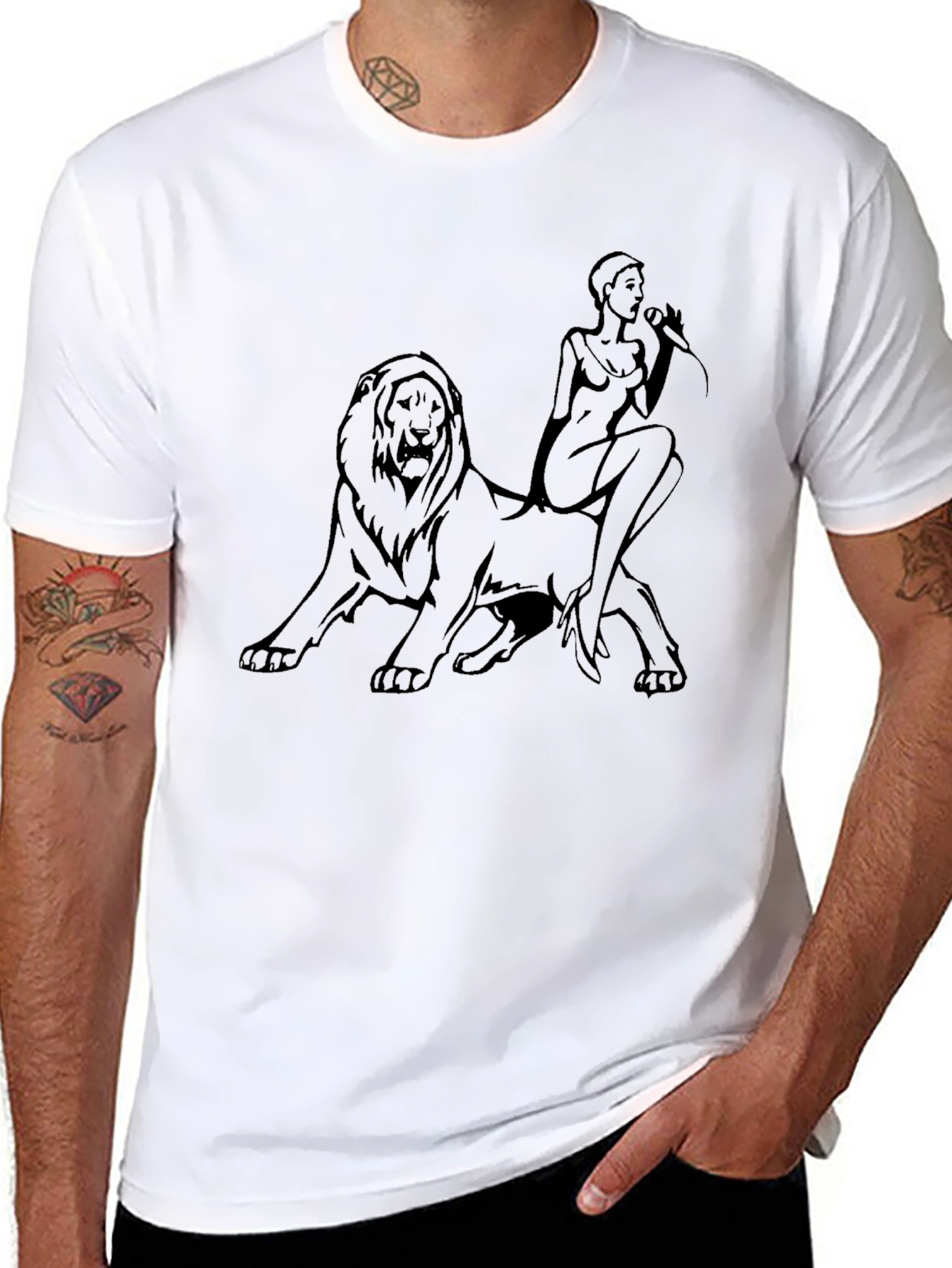 Lion Rider Graphic Tee - Stylish Black Cotton T-Shirt