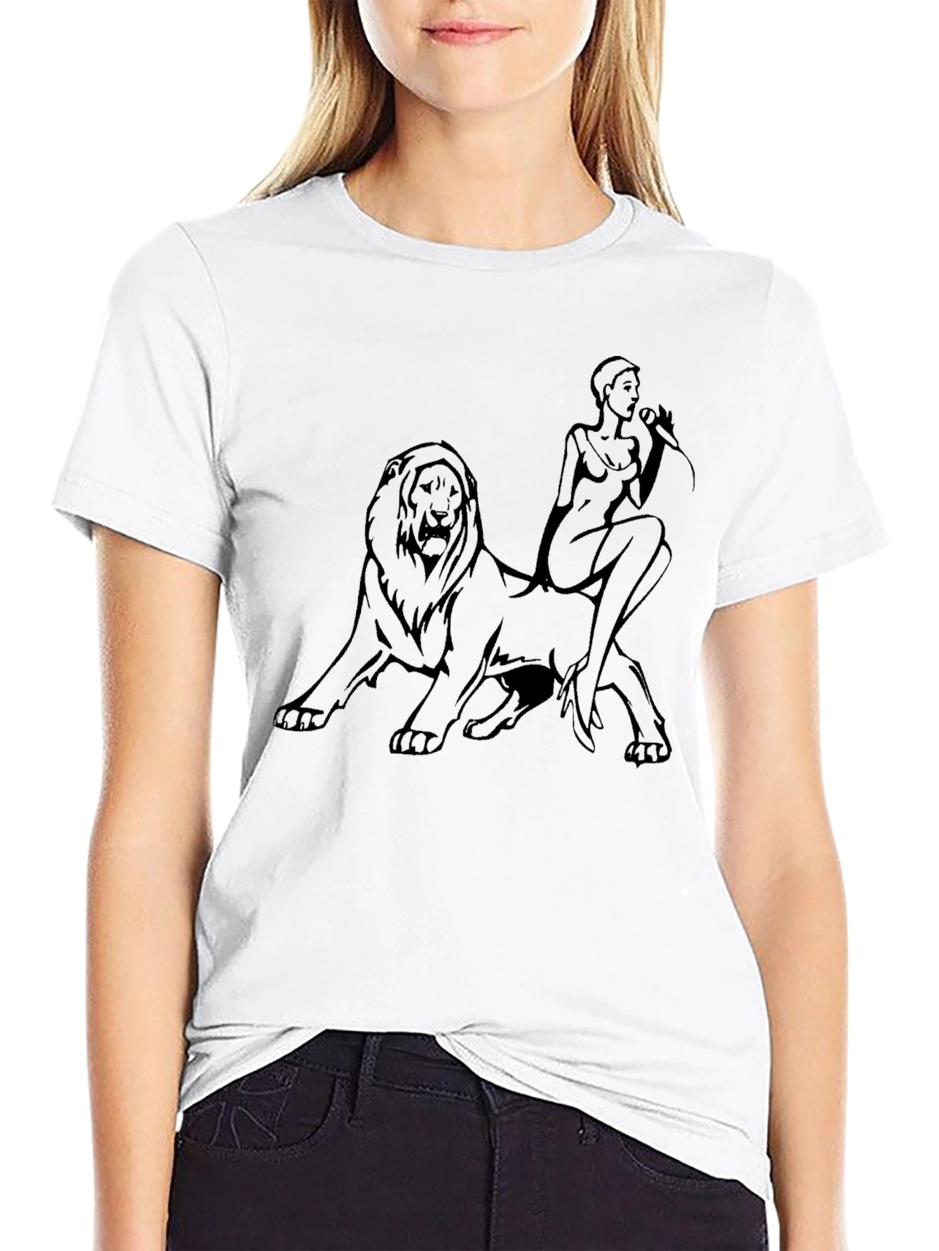 Lion Rider Graphic Tee - Stylish Black Cotton T-Shirt
