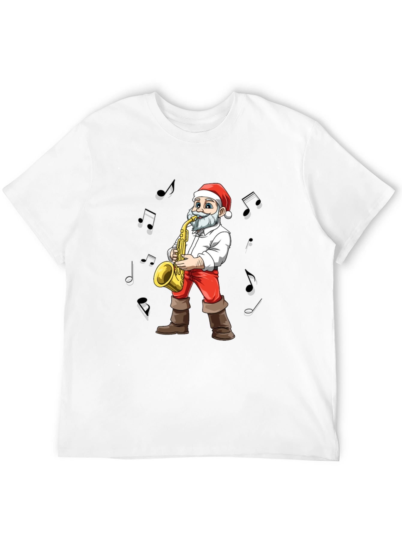 Santa Saxophone T-Shirt - Holiday Music Tee