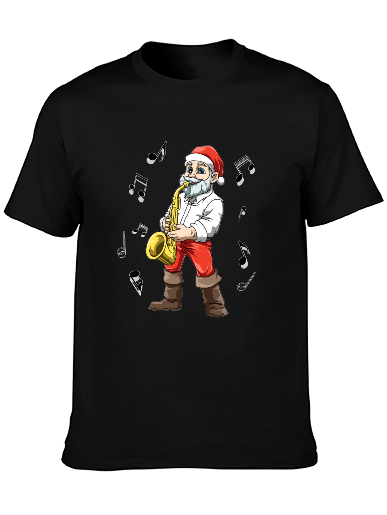 Santa Saxophone T-Shirt - Holiday Music Tee