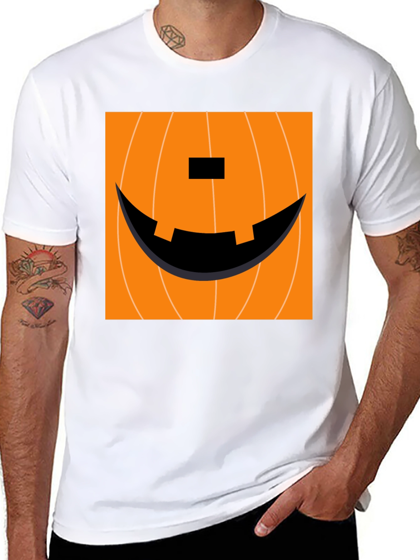 Pumpkin Face Graphic Tee - Halloween Apparel