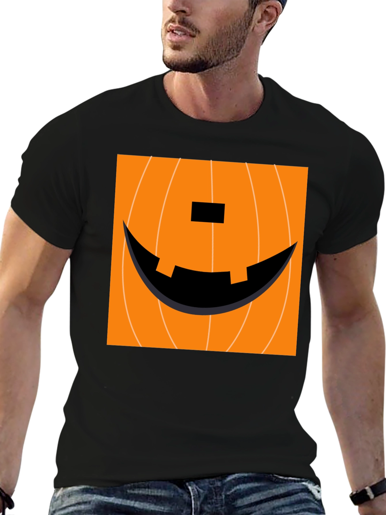 Pumpkin Face Graphic Tee - Halloween Apparel