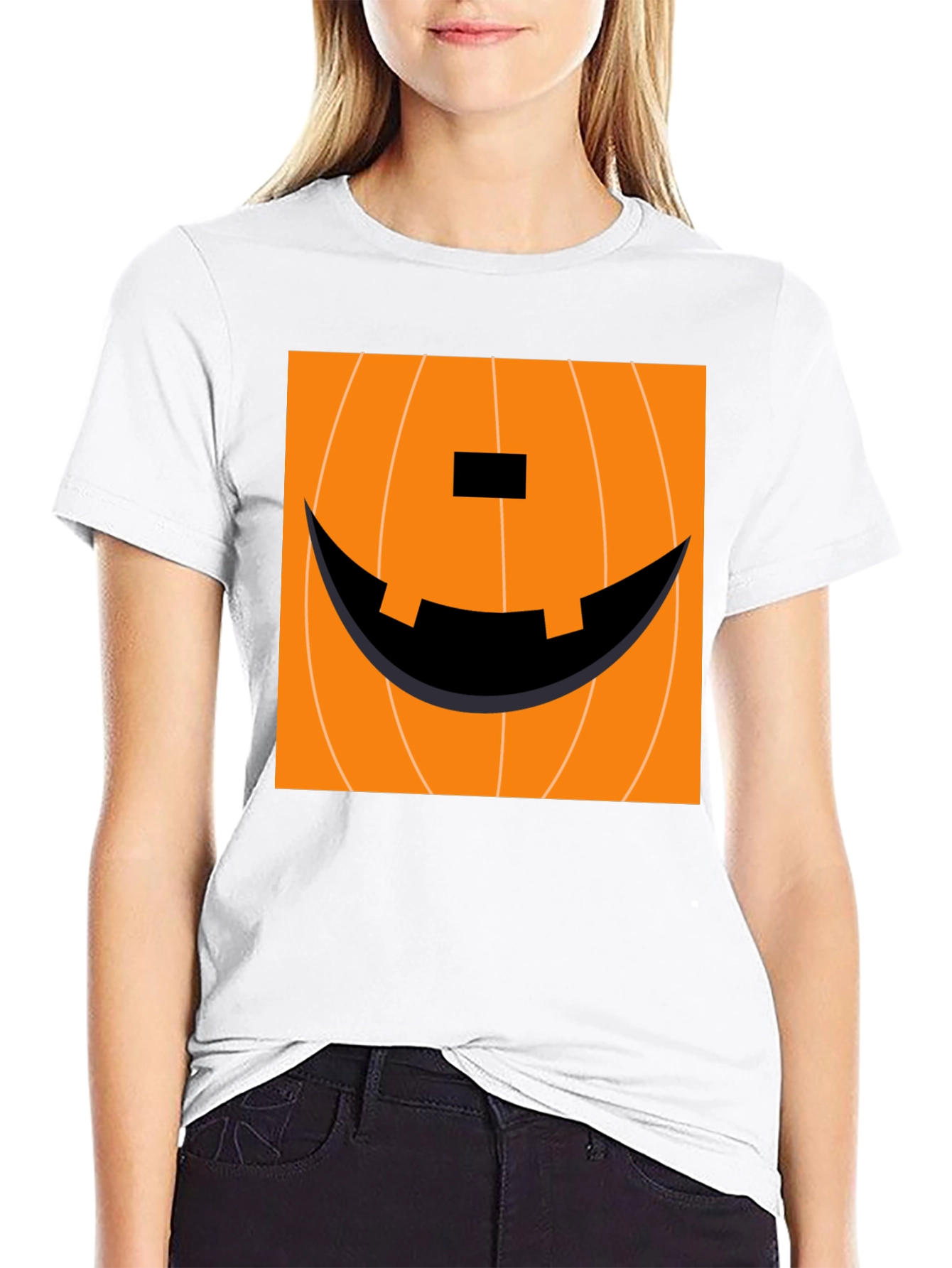 Pumpkin Face Graphic Tee - Halloween Apparel