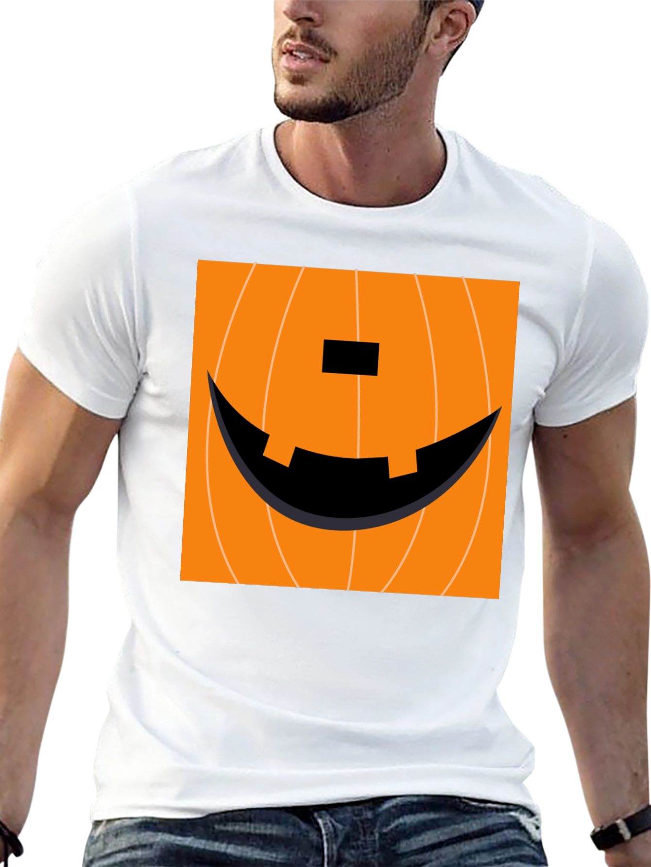 Pumpkin Face Graphic Tee - Halloween Apparel