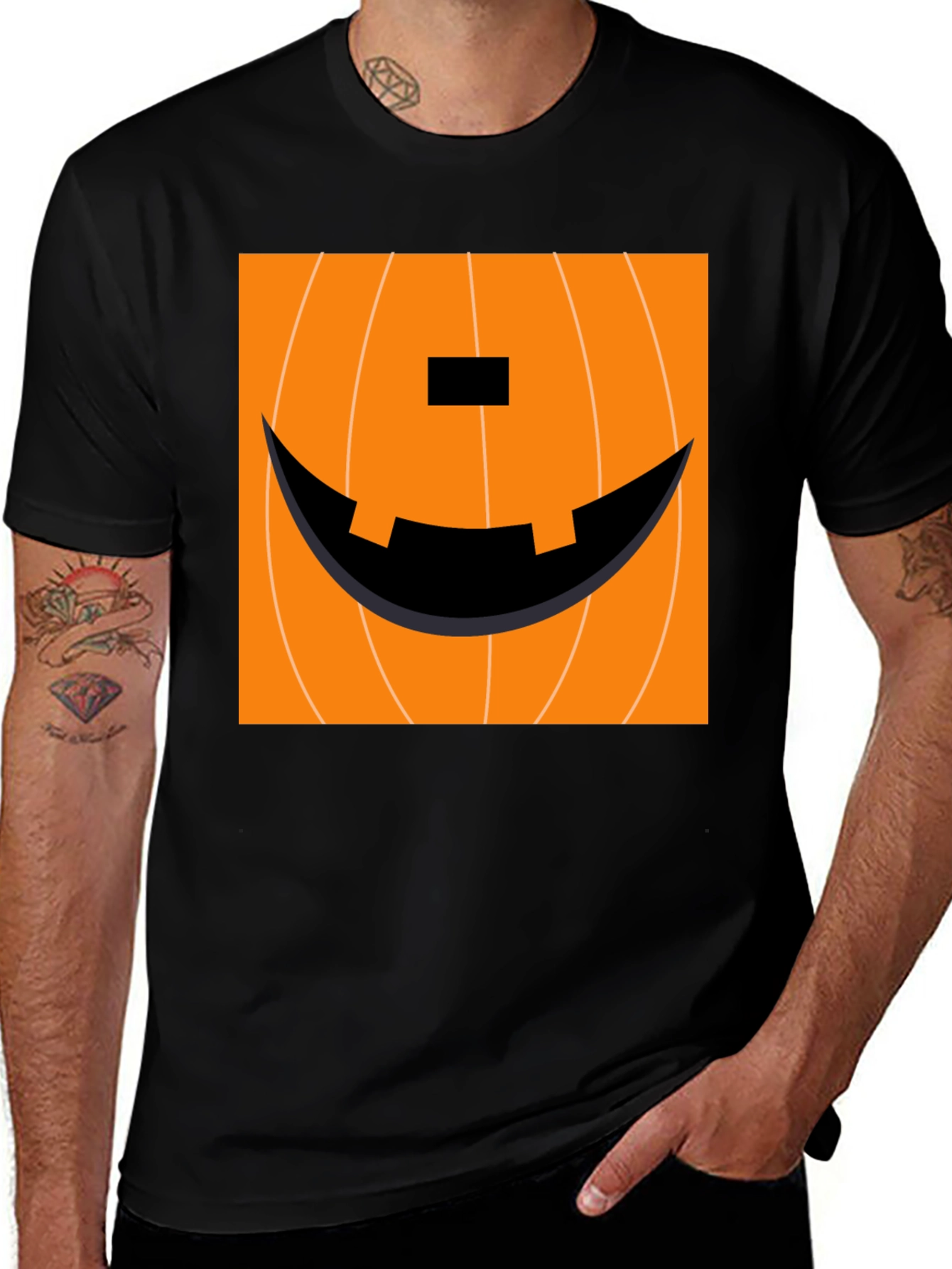 Pumpkin Face Graphic Tee - Halloween Apparel