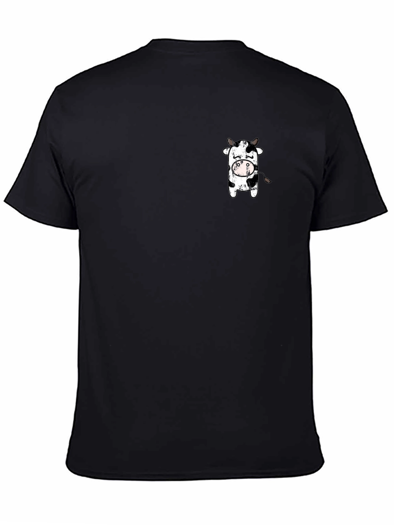 Black T-Shirt with Cute Cow Graphic