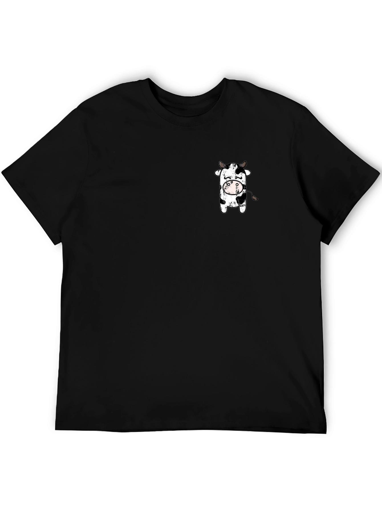 Black T-Shirt with Cute Cow Graphic