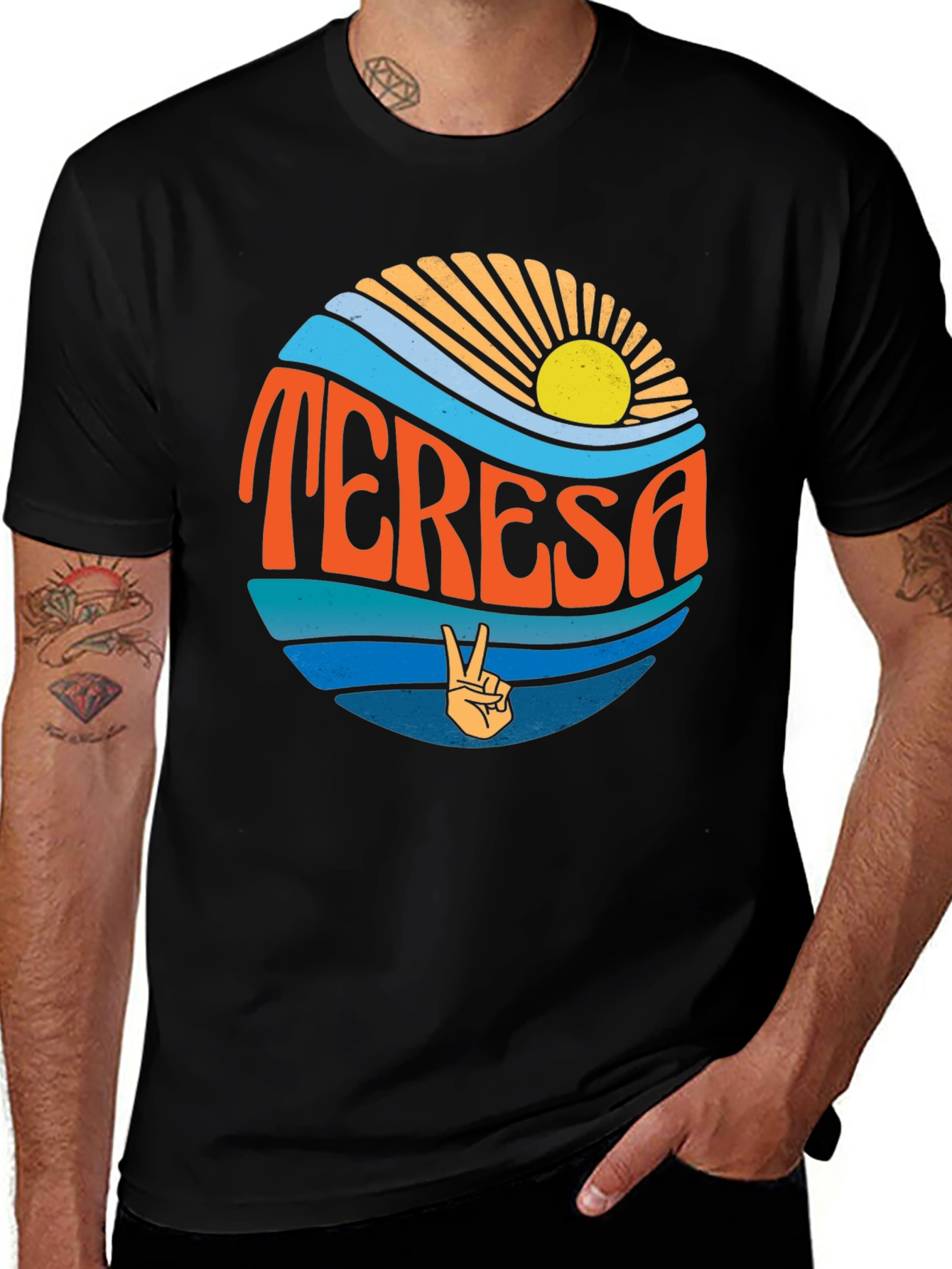 Teresa Retro Graphic T-Shirt Peace Sign Summer