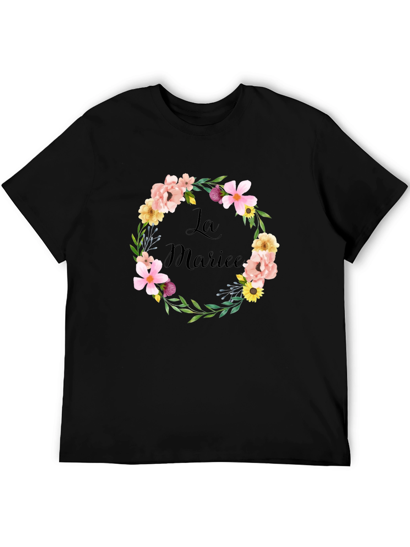 La Mariee Floral Wreath T-Shirt - Bride