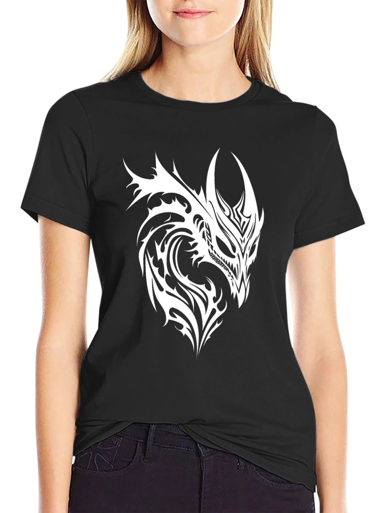 Tribal Dragon Graphic Black T-Shirt