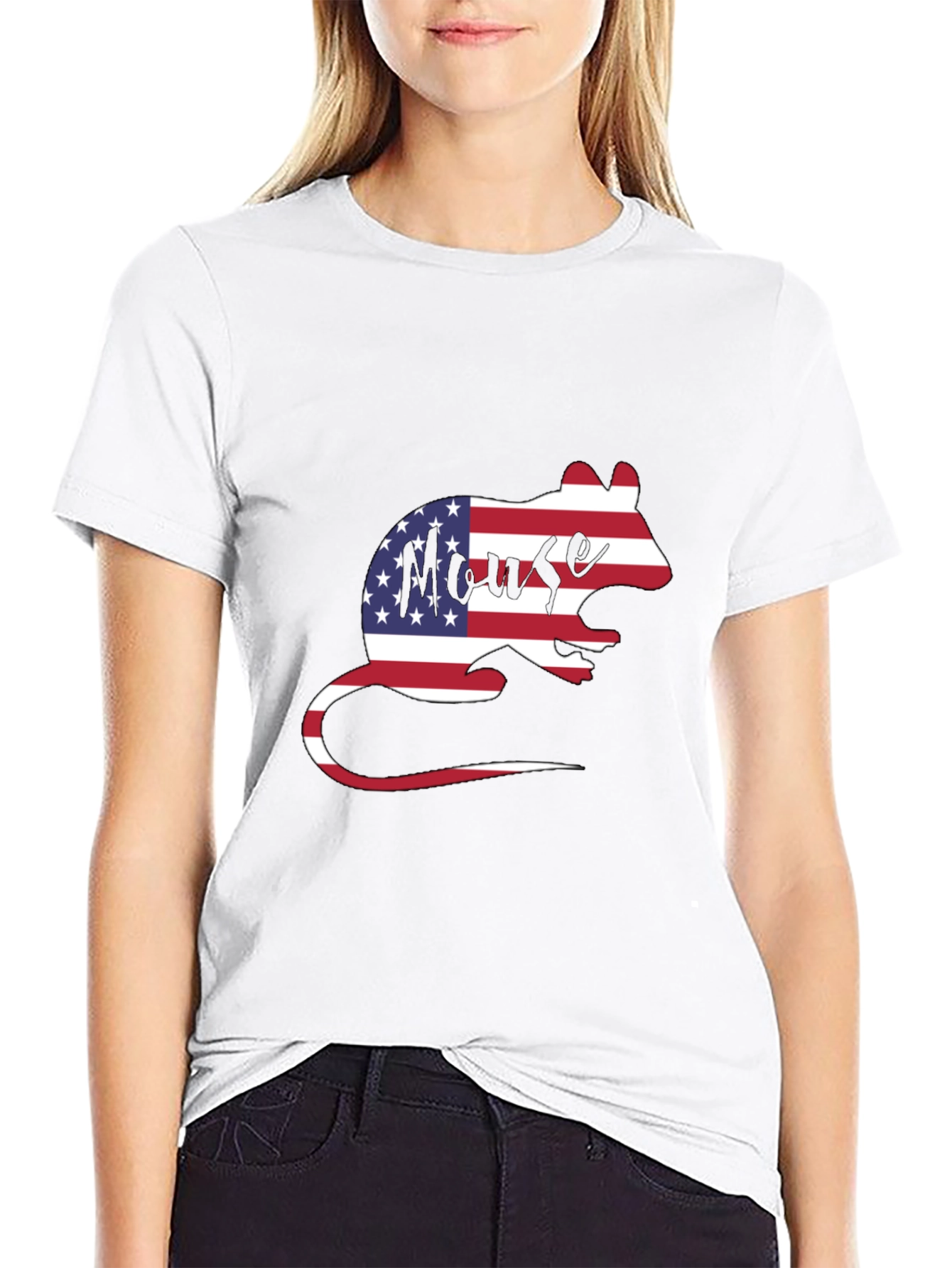 American Flag Mouse Graphic T-Shirt