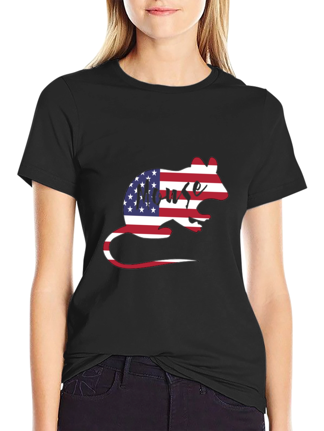 American Flag Mouse Graphic T-Shirt
