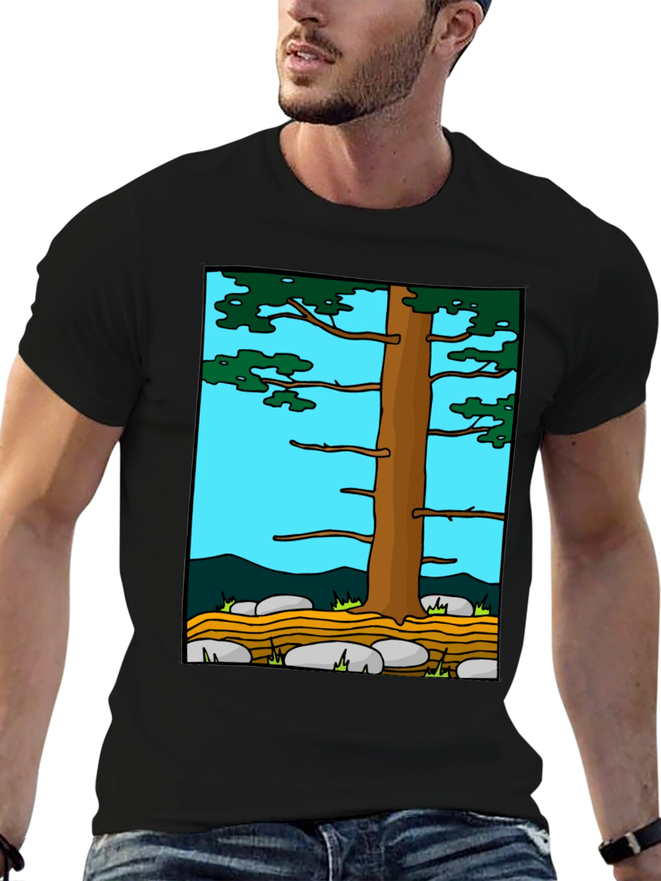 Nature Tree Graphic Tee - Black