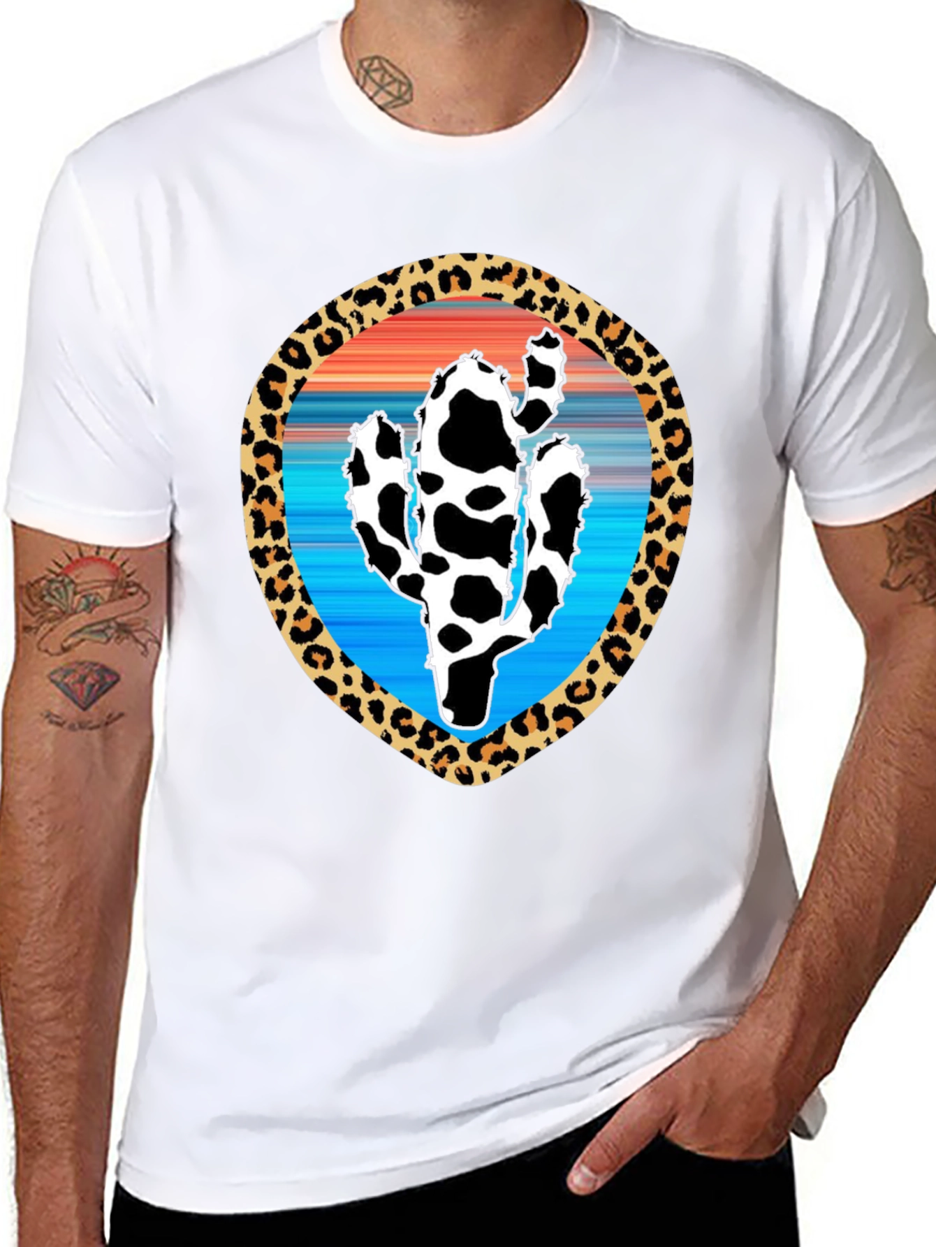 Cactus Leopard Print Graphic Tee