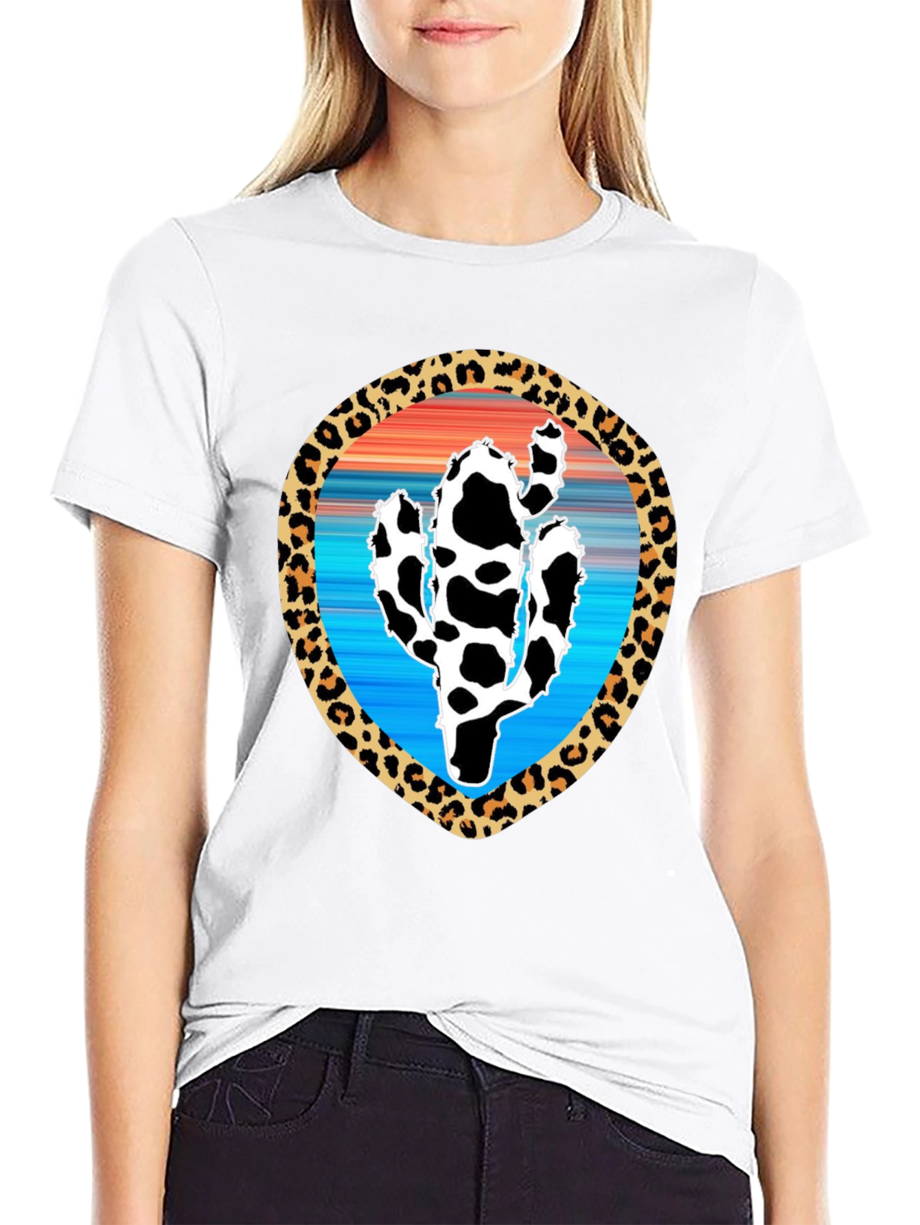 Cactus Leopard Print Graphic Tee