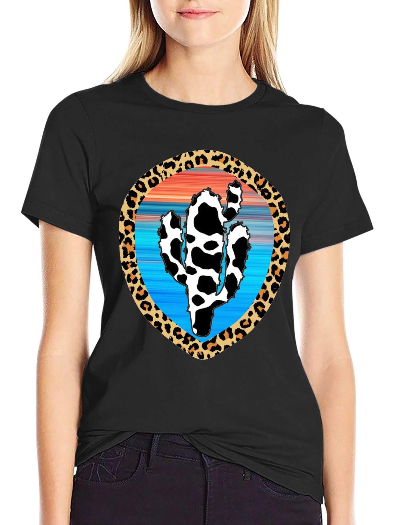 Cactus Leopard Print Graphic Tee