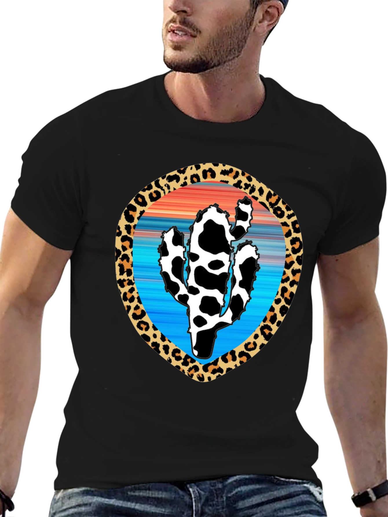 Cactus Leopard Print Graphic Tee