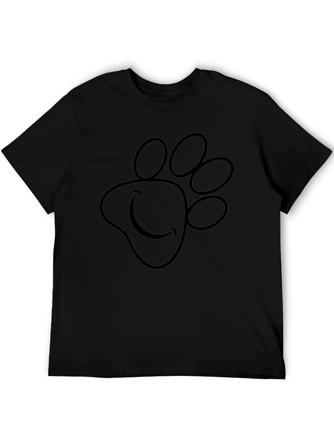Paw Print Smiley Face Black T-Shirt