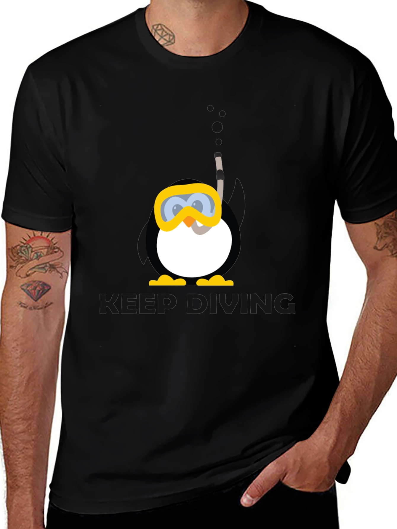 Scuba Penguin Graphic Tee - Black