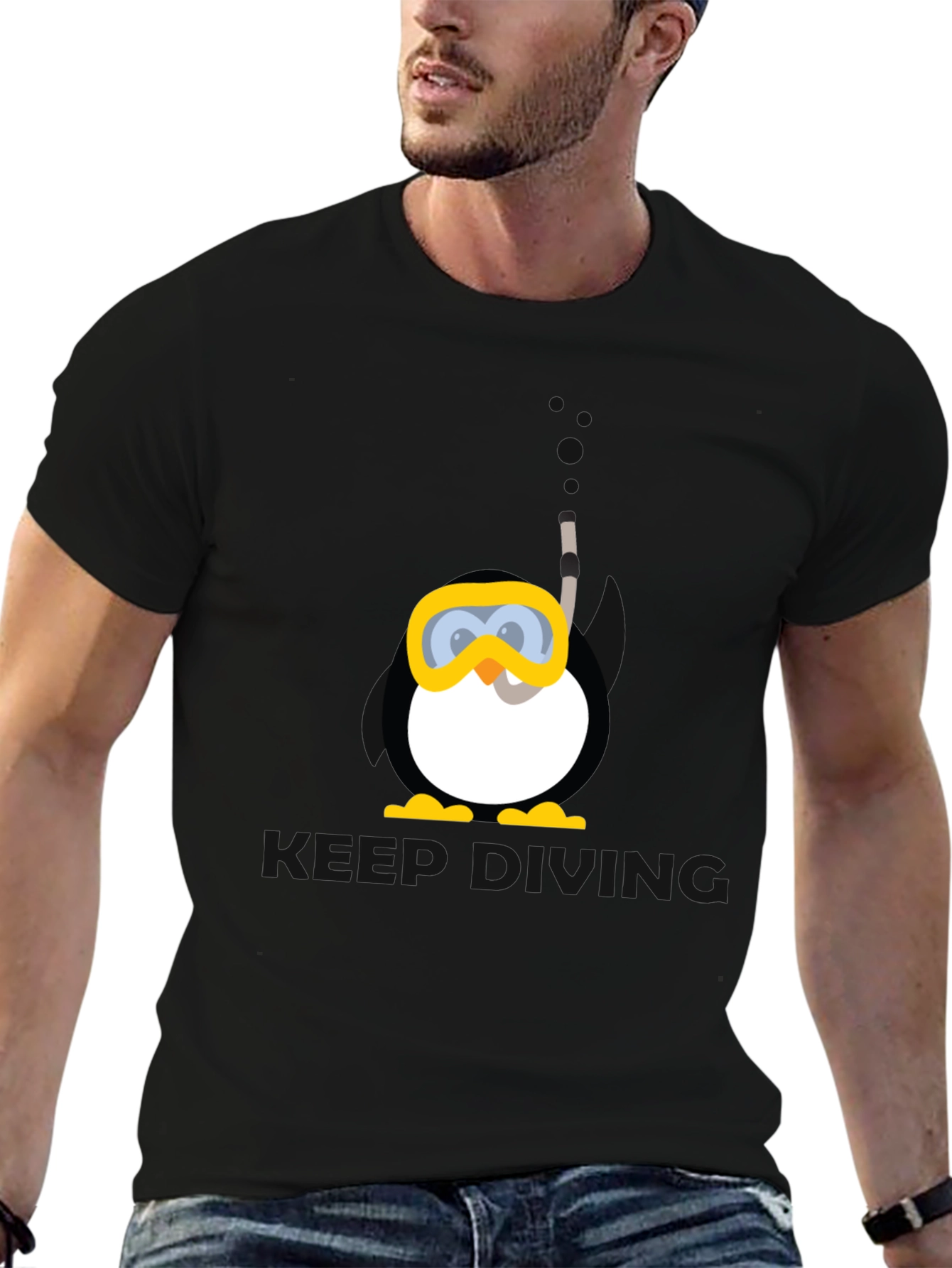 Scuba Penguin Graphic Tee - Black