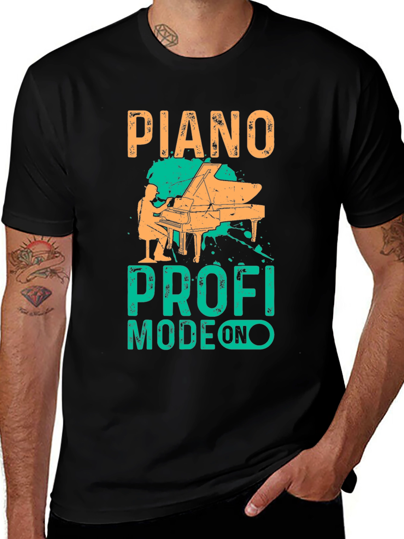 Piano Pro Mode On Black T-Shirt