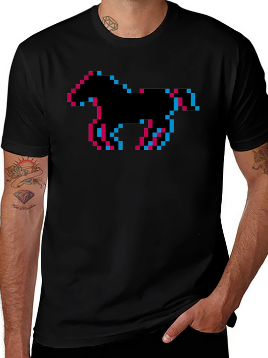 Pixel Horse Graphic Tee - Retro Gaming Shirt